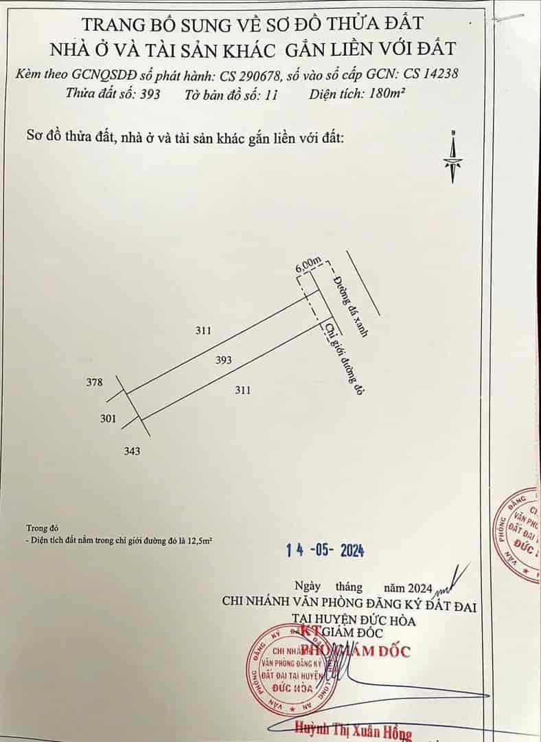 180m2 thổ cư xã Đức Hòa Hạ, Long An giá 1,99 tỷ