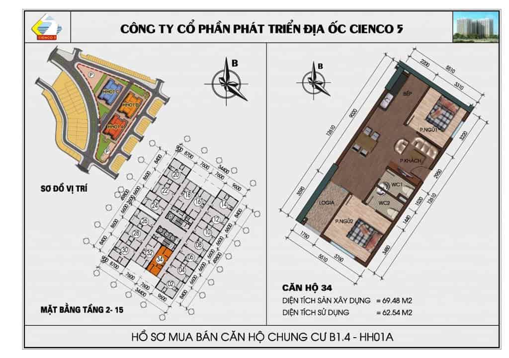 Chính chủ gửi bán căn hộ 70m² tại KĐT Thanh Hà Cienco 5 – Full nội thất, giá 2.2 tỷ