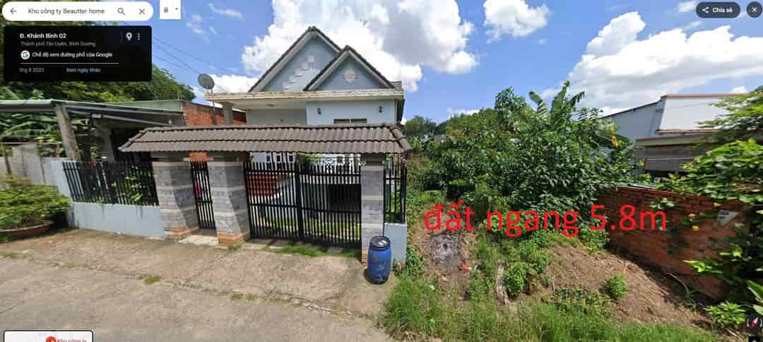 BÁN ĐẤT MẶT TIỀN NGANG 5,8M , ĐƯỜNG KHÁNH BÌNH 2,TÂN UYÊN, TỔNG DIỆN TÍCH  179m2 GIÁ CỰC TỐT