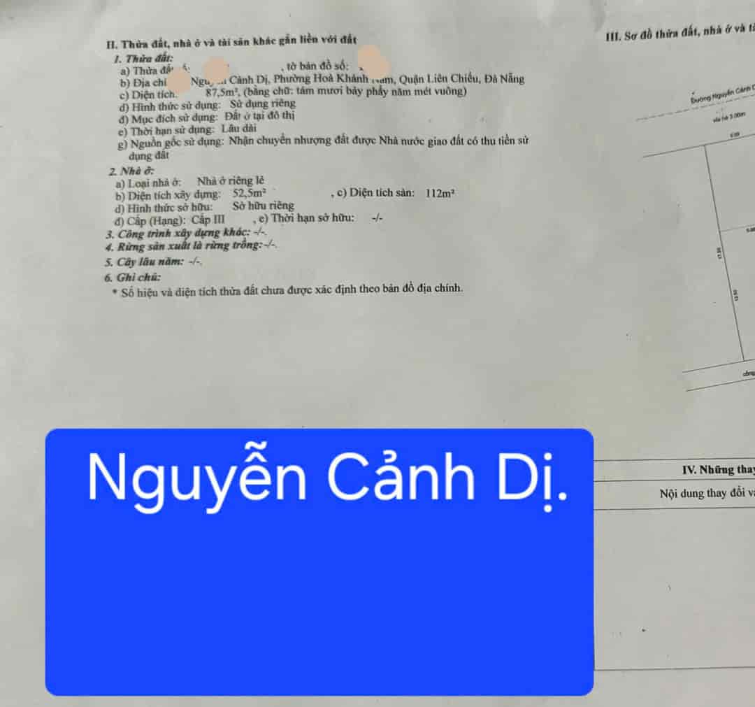 Bán nhà 2 tầng đường Nguyễn Cảnh Dị, thông Đoàn Phú Tứ