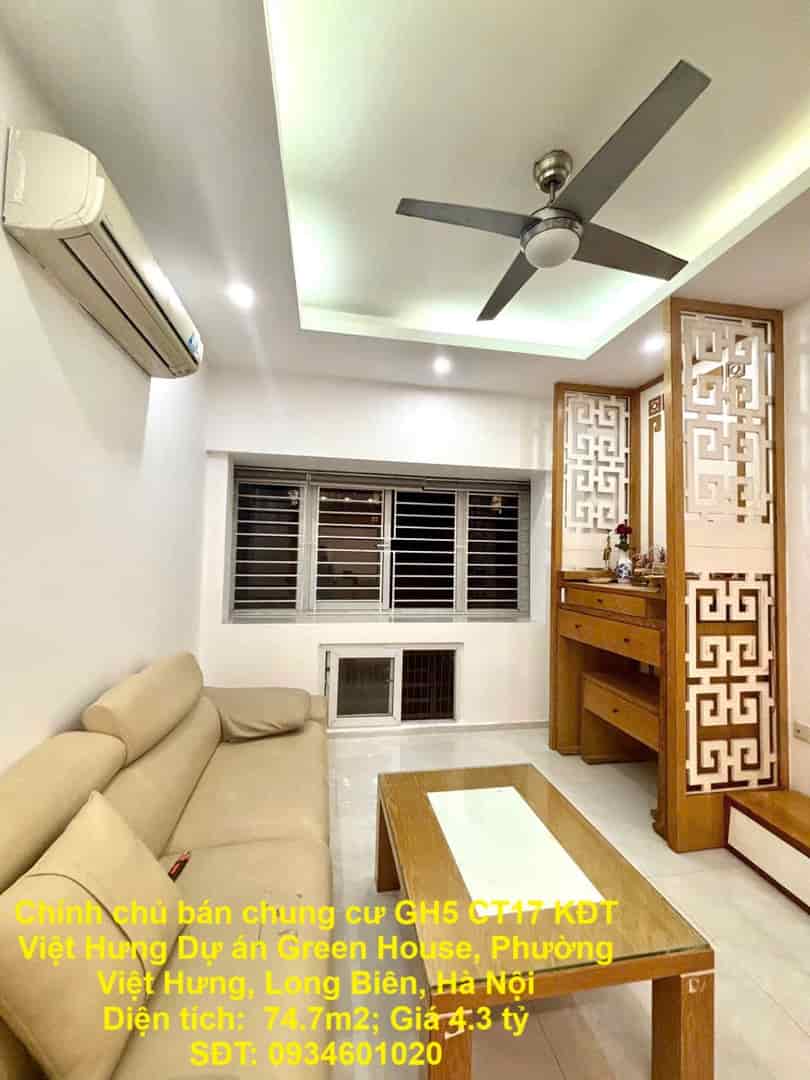 Chính chủ bán chung cư GH5 CT17 KĐT Việt Hưng Dự án Green House, Phường Việt Hưng, Long Biên, Hà Nội