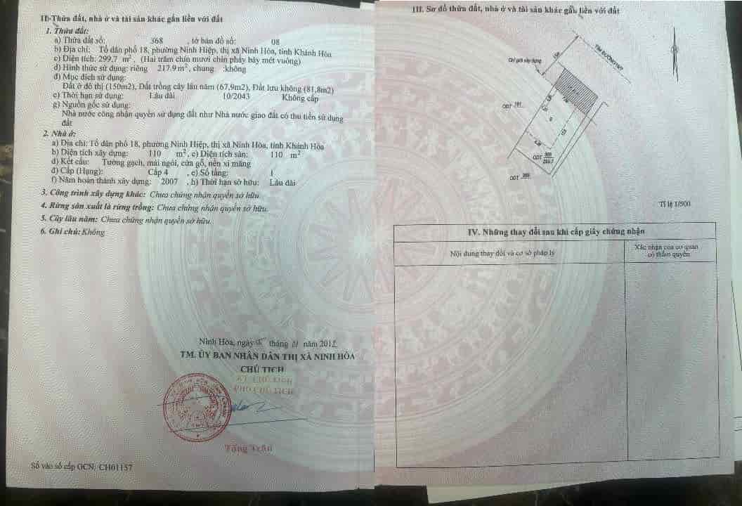 CHÍNH CHỦ CẦN BÁN CĂN NHÀ CẤP 4 TẠI Phường Ninh hiệp, thị xã Ninh Hòa, tỉnh Khánh Hòa