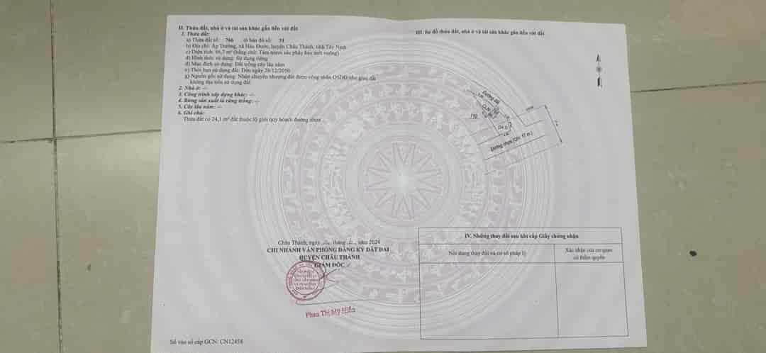 Chính Chủ Cần Bán Gấp Lô Đất 2 Mặt Tiền Ấp Trường, Xã Hảo Đước, Huyện Châu Thành, Tây Ninh