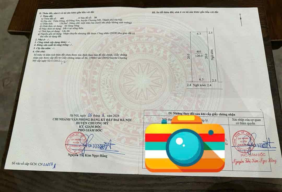 Hàng hot 126 m2 tại Đông Sơn, Chương Mỹ ngay gần đường 6 giá nhỉnh 3 tỉ , Lô góc mặt tiền = hậu 6.3m