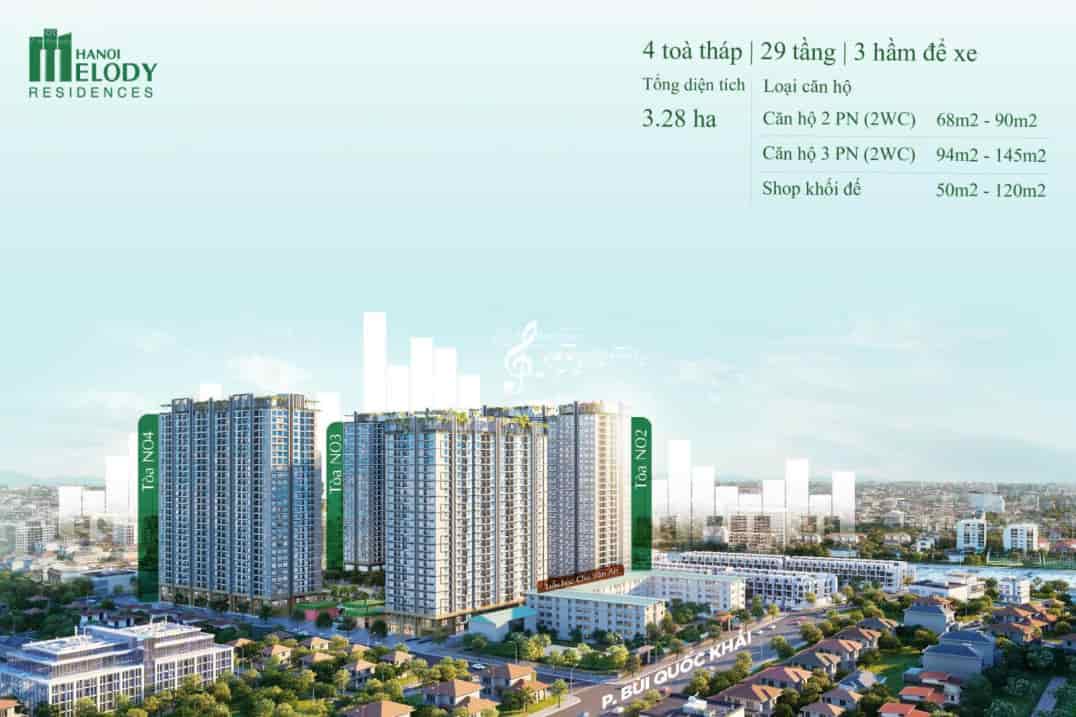 Siêu đẹp căn hộ 2PN tại Hanoi Melody Residences giá từ 4,5 tỷ, ban công Đông Nam (HTLS 0%, CK 9%)