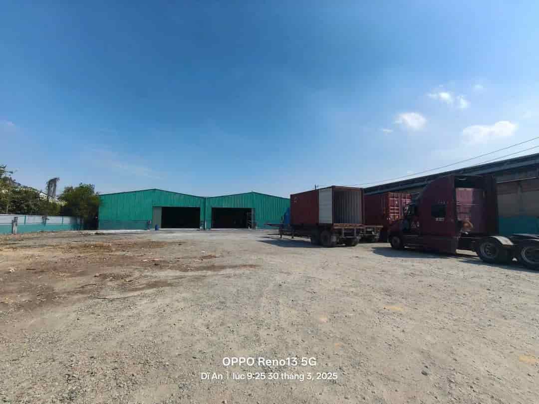 Cho thuê kho xưởng 5.000m² Dĩ An Bình Dương, container 24/7, giá chỉ 150tr/tháng