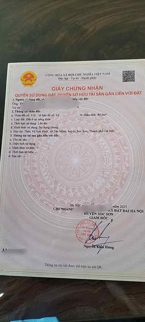 GIÁ TỐT TẠI SƠN ĐOÀI TÂN MINH SÓC SƠN HÀ NỘI, DT 80M FULL THỔ CƯ