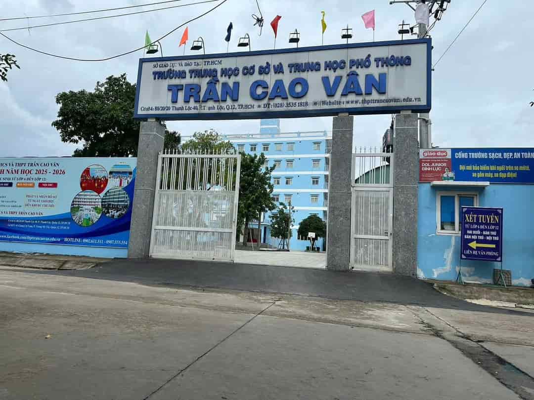 ĐẤT THẠNH LỘC 40, NGAY TRƯỜNG TRẦN CAO VÂN, Q12, 89M² FULL THỔ
