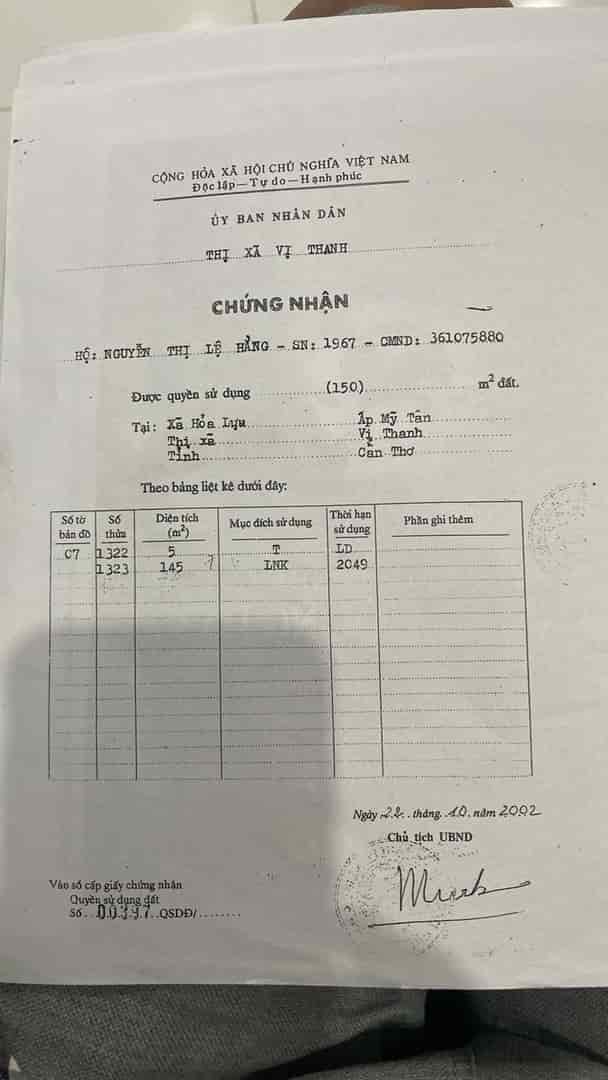 Cần tiền bán gấp đất shr tại đường Trần Hưng Đạo, khu vực 4, P.5, Vị Thanh, Hậu Giang giá 5 tỷ 250