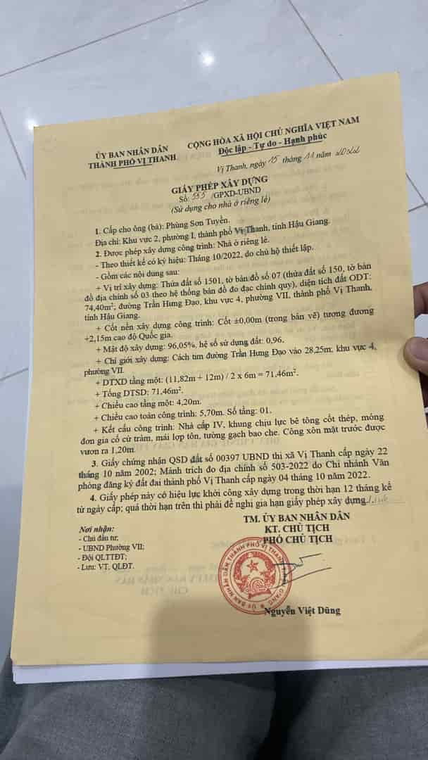 Cần tiền bán gấp đất shr tại đường Trần Hưng Đạo, khu vực 4, P.5, Vị Thanh, Hậu Giang giá 5 tỷ 250