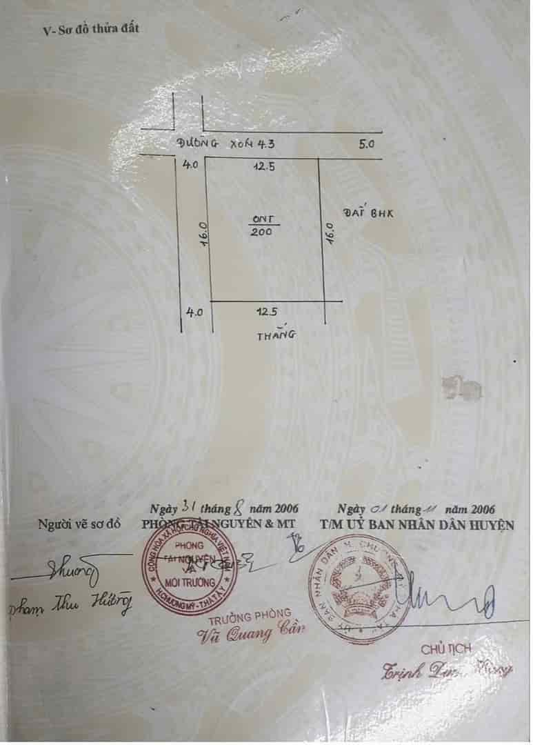 CC cần bán lô đất 200m full thổ cư lô góc tại thủy xuân tiên chương mỹ hà nội