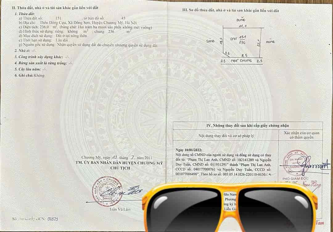 CC cần bán lô đất 236m full thổ cư tại đông sơn chương mỹ