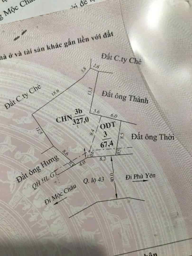 Bán Mảnh Đất Mặt Đường Quốc Lộ 43 Mộc Châu – Vị Trí Đắc Địa, View Đồi Chè Đẹp