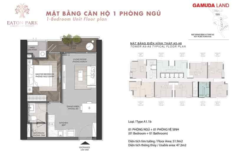 Căn hộ 1PN Eaton Park chỉ 7 tỷ - Thanh toán 30% đến nhận nhà, ân hạn gốc lãi 24 tháng