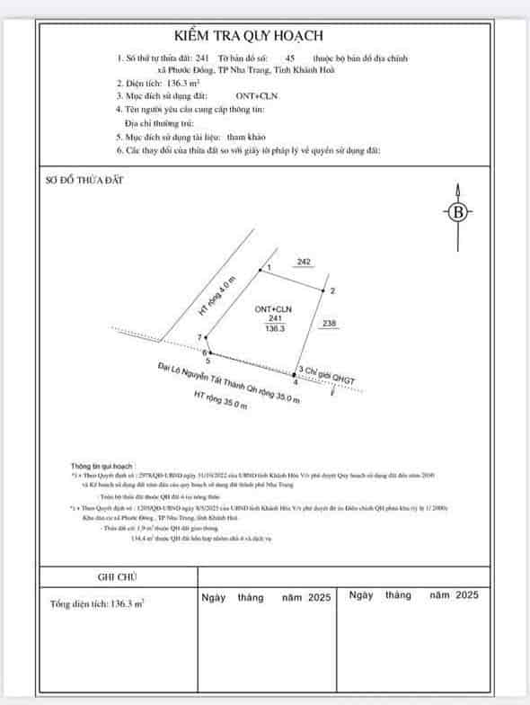 BÁN LÔ GÓC 2 MẶT TIỀN ĐƯỜNG NGUYỄN TẤT THÀNH, PHƯỚC ĐỒNG, NHA TRANG