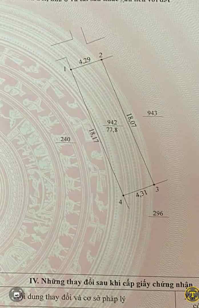 BÁN LÔ ĐẤT XÃ ĐỒNG THÁP, ĐAN PHƯỢNG, 77.8M, GIÁ 3.65 TỶ