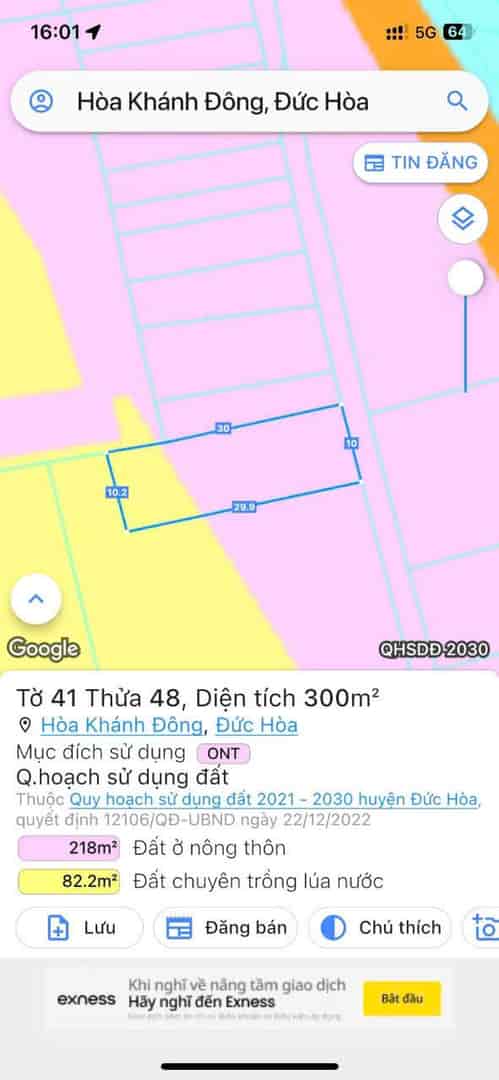 Bán lô đất 5m x 30m thổ cư gần 823D Đức Hoà Long An