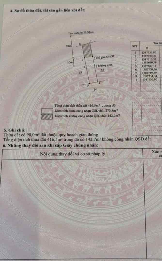 Chính chủ nhượng lại hơn 400m2 đất (274m2 thổ cư) tại Ninh Tây – Ninh Hòa - Khánh Hòa