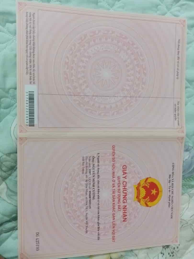 ĐẤT ĐẸP, GIÁ TỐT, Cần Bán nhanh lô đất tại ấp Cần Đước, Thạnh Phú, Mỹ Xuyên, Sóc Trăng